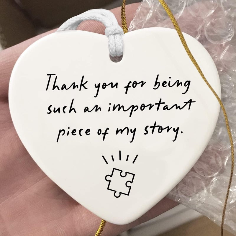 WCDHOR Thank You for Being Such An Important Piece Of My Story, Thank You Gift, Teacher Keepsake, Leaving Gift, Nurse Gift, Ceramic Heart Keepsake, Hanging Decoration Teacher Teaching Assistant Gift - Image 4